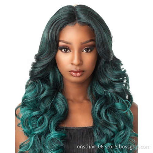 MYZYR24 Inch Synthetic Fiber Machinery Manufacturing Packaging Heat-resistant High-quality Cheap Artificial Wig Dream Green Hair